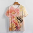 thumbnail image 4 of Bee And Flowers T-Shirts Casual T-Shirt Short Sleeve Women Trendy Tshirt Beach Custom Tops, 4 of 5