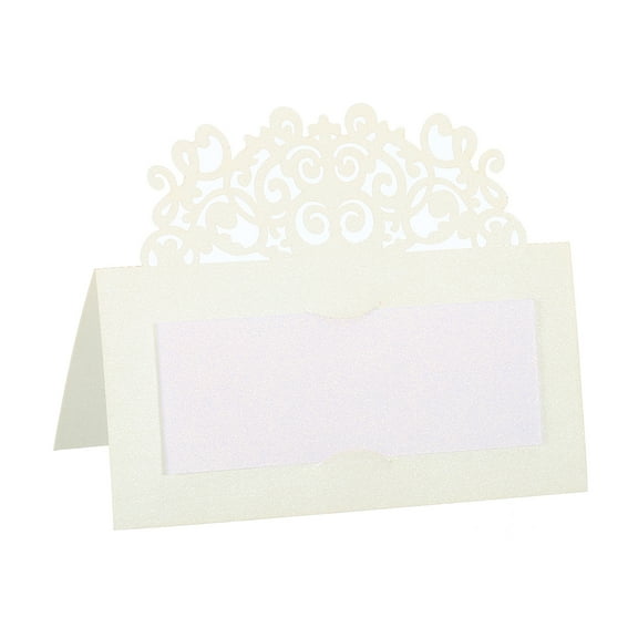 Uxcell Table Name Place Cards,50pack Favor Decor Hollow Lace Cut Design Seat Blank Card, Beige