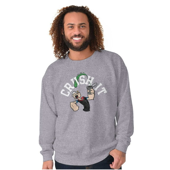Popeye The Sailor Man Crush It Funny Sweatshirt for Men or Women Brisco Brands S