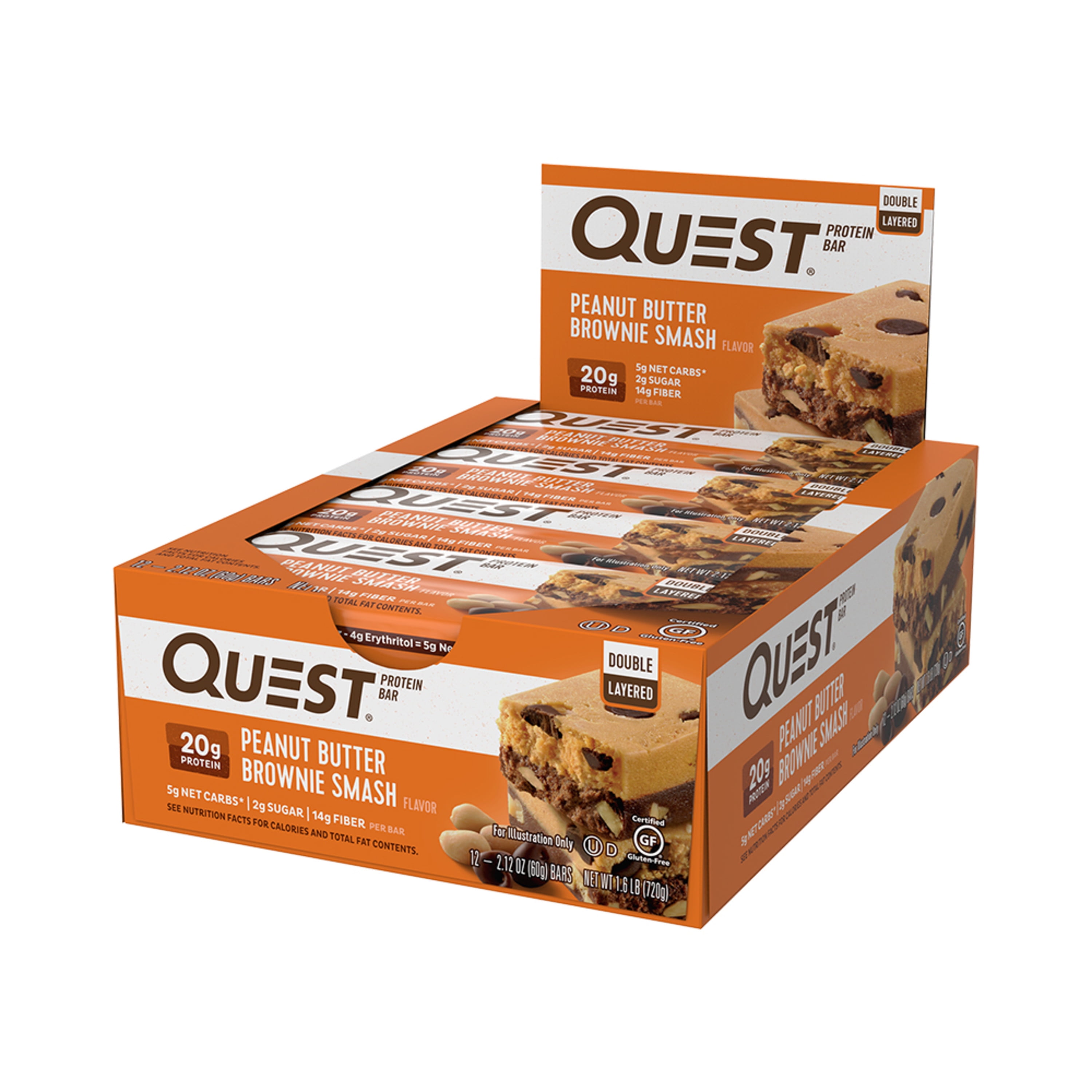 Quest Nutrition Peanut Butter Brownie Smash Protein Bar, High Protein