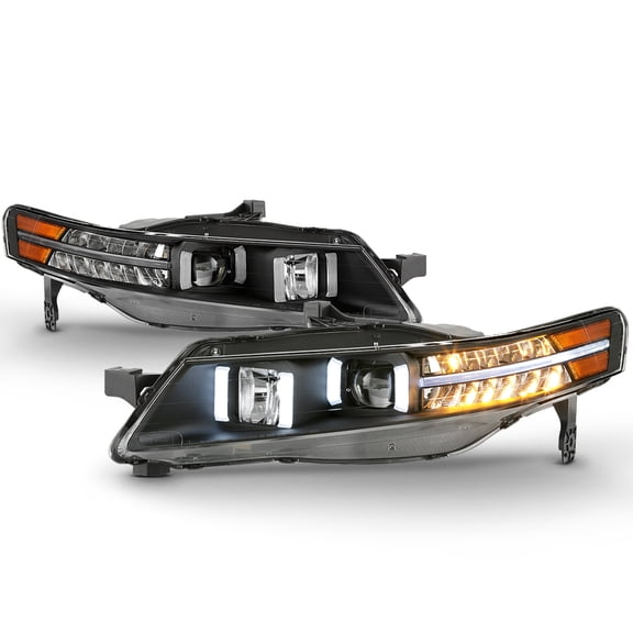 Black 2004-2008 Acura TL w/ LED Signal DRL Tube Projector Headlights Headlamps