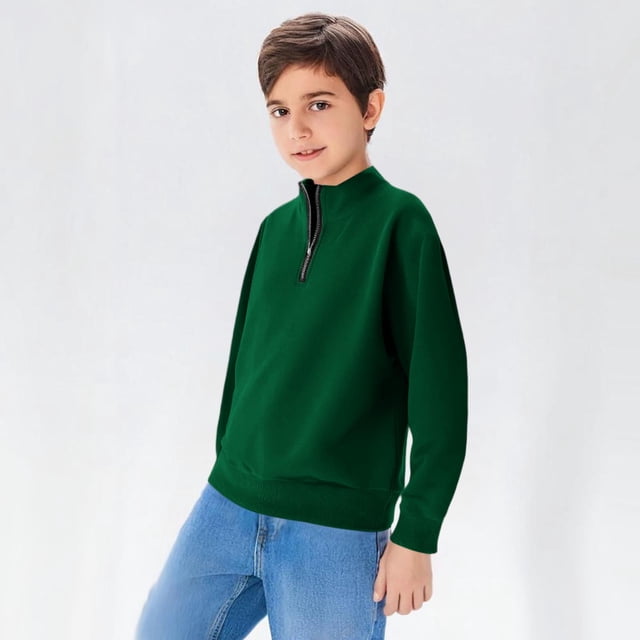 Cowsor Boys Girls Crewneck Sweatshirts Toddler Baby Sweatshirt Solid Cotton Soft Long Sleeve Active Pullover Tshirts