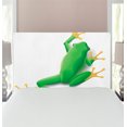thumbnail image 1 of Animal Headboard, Illustration of a Frog from Behind Little Paws Tropic Nature Wildlife Modern, Upholstered Decorative Metal Bed Headboard with Memory Foam, Twin Size, Green White Yellow, by Ambesonne, 1 of 4