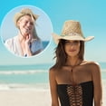 thumbnail image 4 of Juego de 6 sombreros de paja con cuentas para vaqueras costeras de Hercicy, 4 of 6