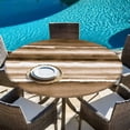 thumbnail image 6 of Brown Stripes Round Tablecloth, Fitted Table Cover with Elastic for 55"-60" Round Tables, Country Watercolors Gradient Texture Table Cloth Outdoor Indoor Dinning Party Waterproof Tablecloths, 6 of 7