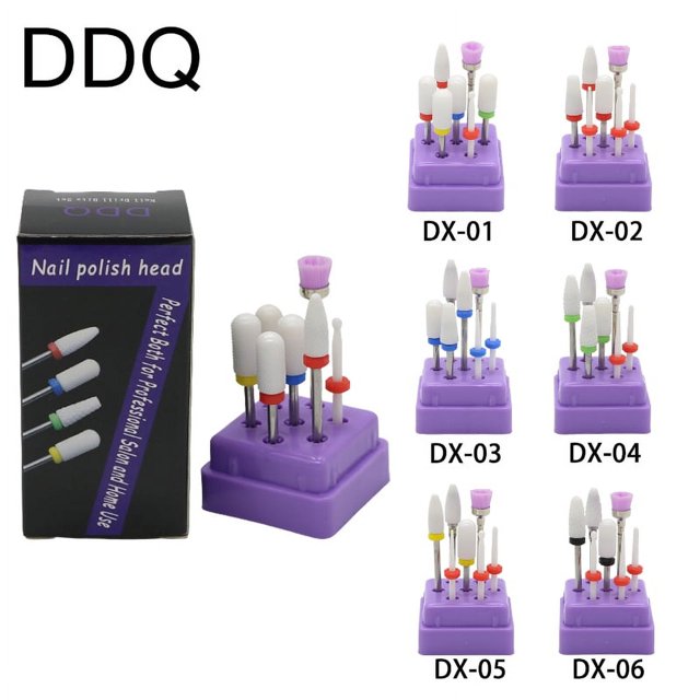 DDQ-Juego de fresas de acero de tungsteno para uñas, 7 piezas, broca de cerámica para uñas, taladro eléctrico, máquina para uñas, accesorios para herramientas de pedicura