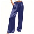 thumbnail image 2 of Squevariel Womens Silk Satin Pajama Pants Loose Lounge Pants Drawstring Elastic Waist Pajama Pants Wide Leg Sleep Pants with Pockets, 2 of 6