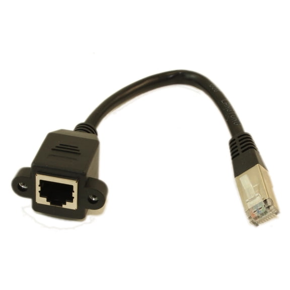 8inch Network MALE/FEMALE PANEL CONNECT, CAT5E SHIELDED, Gold Plated,Blac