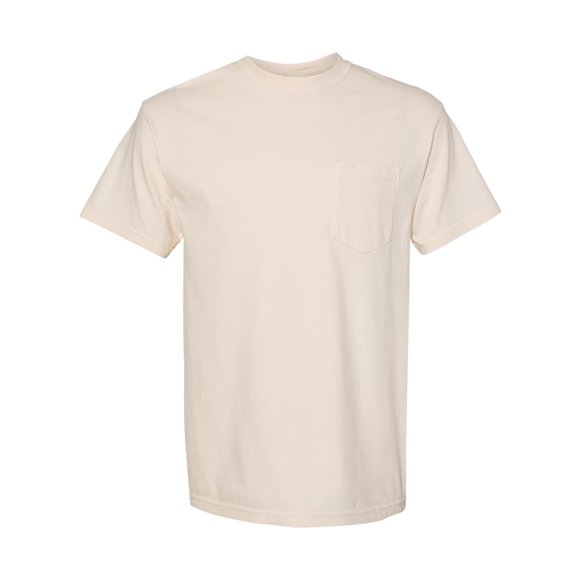 Comfort Colors T-Shirt à Poche pour Adulte, Épais, Teint en Pièce, 2TG, Ivoire