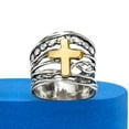 thumbnail image 6 of Ross-Simons Sterling Silver and 14kt Yellow Gold Multi-Row Cross Ring, Women's, Adult, 6 of 8
