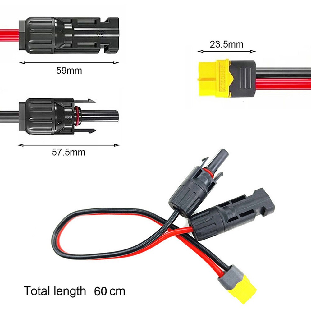 10AWG Solar Panel Cable Connector XT60 Female Adapter Compatible 60cm PVC
