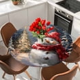 thumbnail image 2 of Red Snowman Christmas Fitted Tablecloth with Elastic Edged, Round Table Cloth for Dining Table, Xmas Snowflake Oil Painting Waterproof Oil Proof Table Cover for Indoor Outdoor 55"-60", 2 of 9