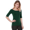 thumbnail image 3 of Camiseta Suave De Media Manga Con Cuello Redondo Entallado Para Mujer Verde oliva XXL, 3 of 6