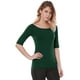 thumbnail image 3 of Camiseta Suave De Media Manga Con Cuello Redondo Entallado Para Mujer Verde oliva XXL, 3 of 6