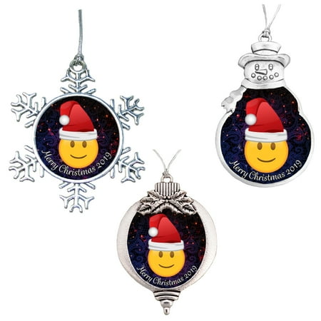Emoji Merry Christmas Emoji Classic Smile Happy Face Merry Christmas 2019 Ornament Gift ()