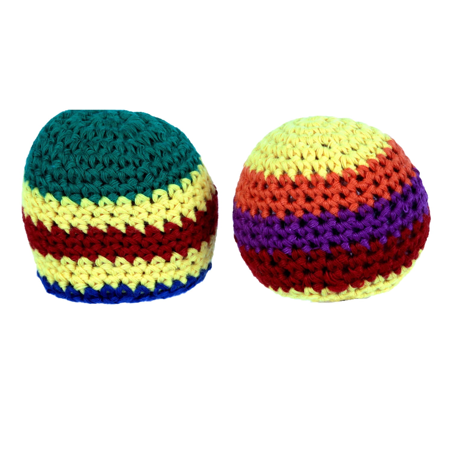 Crochet Footbag 2-Pack – 2.25 x 2 in, 40g Kick Sack Balls for Adults & Kids, Juggling & Stress Relief Toy
