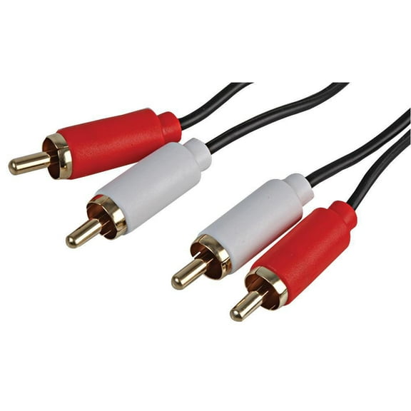 PRO SIGNAL - Slim 2x Phono (RCA) Plug to 2x Phono Plug Lead, 0.5m Black