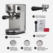 HiBREW 20 Bar Semi Automatic Espresso Machine for Home, Stainless Steel Coffee Maker with Steam Wand H10B