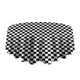 thumbnail image 5 of Black and White Small Checkered Pattern Round Tablecloth 60"x60",Wrinkle Wipeable Table Cloth for Kitchen Dining Room Picnic Patio Party, 5 of 6
