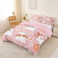 thumbnail image 2 of Homewish Kawaii Halloween Ghost Bedding,Bow Pumpkin Pattern Duvet Cover Full,Light Pink Orange,Pink Reversible,3-Piece,1 Duvet Cover and 2 Pillowcases, 2 of 6