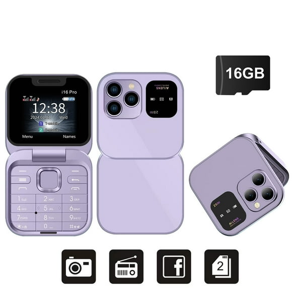 SERVO i16Pro Small Foldable Mobile Phone Auto Call Record Speed Dial FM Radio Mini Flip Telephones 2 Card GSM Unlocked Cellphone