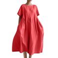 thumbnail image 1 of HomeGardon Liquidation! Robes d'Été pour Femmes 2025, Robes d'Été pour Femmes, Robe Unie Décontractée d'Été pour Femmes à Col Rond et Manches Courtes, P-XXXXXL, 1 of 4