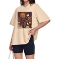 thumbnail image 4 of ADOREJOY Camiseta Oversize para Mujer 2XL Beige con Estampado Floral y Cuello Redondo, 4 of 9