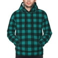 thumbnail image 2 of Bingfone Teal On Black Plaid Men's Drawstring Hoodie Long Sleeve Pocket Sweatshirts-XX-Large, 2 of 6