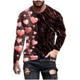 thumbnail image 2 of Lilgiuy Men Casual Round Neck Long Sleeve Pullover Valentine's Day 3D Printed T-Shirt Blouse Workwear, 2 of 5
