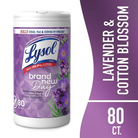 Lysol Brand New Day Lavender & Cotton Blossom Disinfecting Wipes - 80 ct - Pack of 2