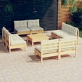 thumbnail image 6 of vidaXL Solid Pinewood Patio Lounge Set 9 Piece with Cushions Multi Colors, 6 of 47