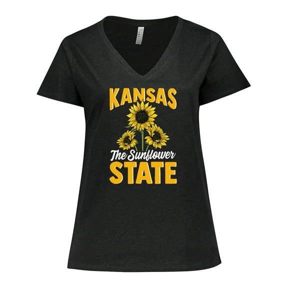 Inktastic Kansas the Sunflower State Women's Plus Size V-Neck T-Shirt