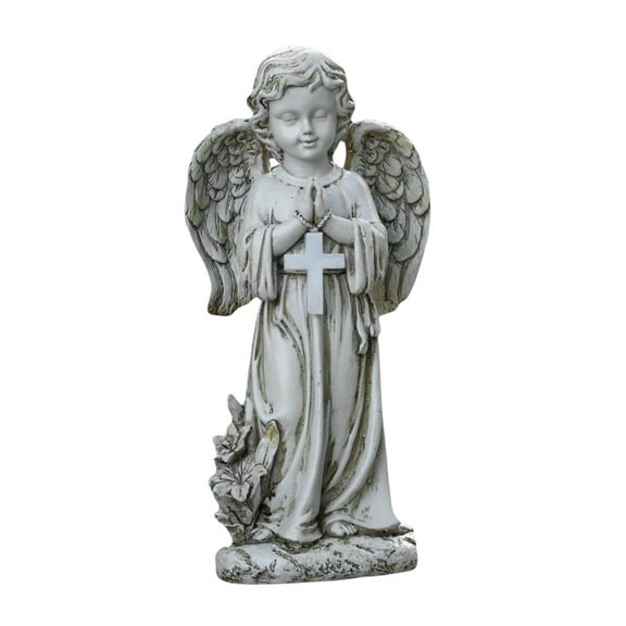 Fancyes Memorial Angel Garden Sculpture with Light Cemetery Decoration Decorative Display Sympathy Gift Multifunctional 11.8inch Tall