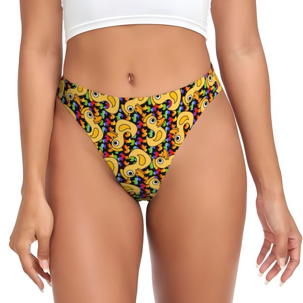 Balery Cartoon Ducks Tangas de Algodón para Mujer con Estampado – Ropa Interior Sexy, Transpirable, G-string-3X-Large