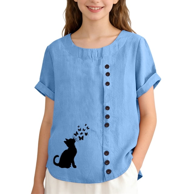 Chandail Filles Col Rond Manches Courtes Chandails Garçons Hauts d'Été pour Filles Garçons Shorts Athlétiques 4T