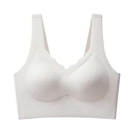 Womens Seamless Sports Bras No Underwire Push Up Buttery Soft Wireless Bralette Full Coverage Yoga Everyday Bra White 1 36C