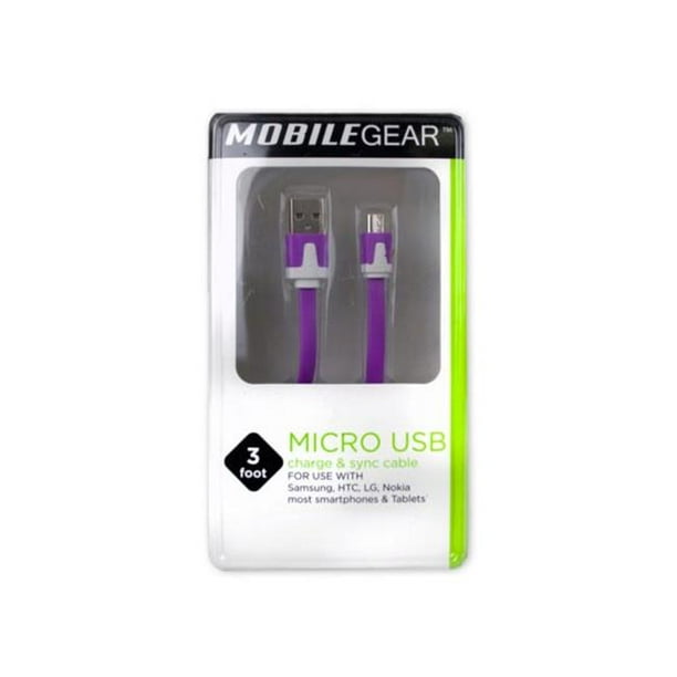 Kole Imports EN150-36 3 in. Équipement Mobile Plat Micro USB Charge & Sync Câble - Violet & 44; 36 Pièce
