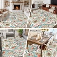 thumbnail image 5 of Rectangle Area Rugs 5 x 7 Ft, Boho Flower Non-Slip Residential Carpet, Spring Watercolor Botanical Paisley Floral Leaf Indoor Crawling Mats Runner Rugs for Living Room/Dining Room/Bedroom, 5 of 8