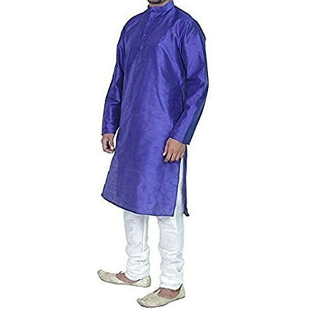 

Royal Kurta Men s Luxury Art Silk Blend Occasional Kurta Churidar Set Blue