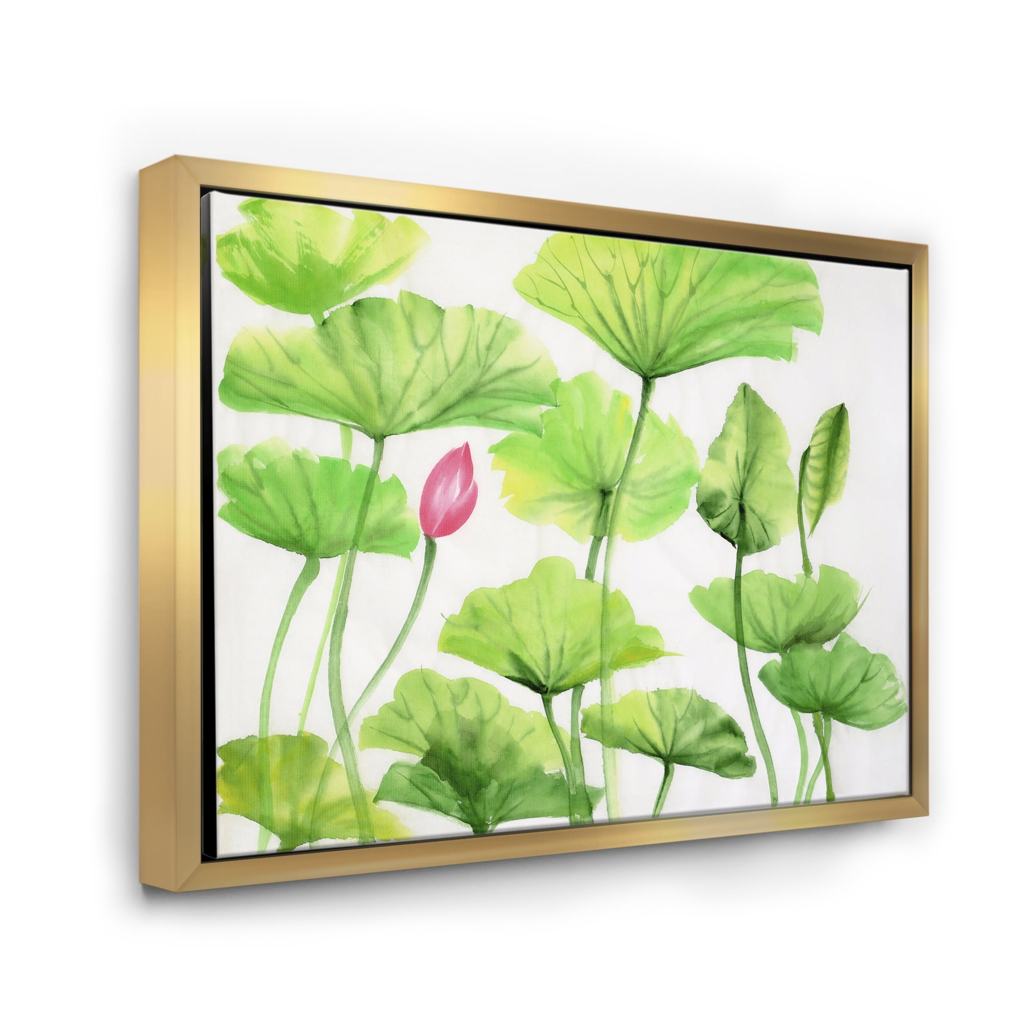 Designart 'Ancient Pink Lotuses In The Pond VIII' Traditional Framed Canvas Wall Art Print