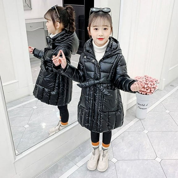 2020 Winter Girls Warm Coat Fahion Solid Thicking Long Baby Girl Jackets Parka Kids Outerwear Clothes for 3-12 Years old