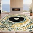 thumbnail image 2 of Design&I 9'x12' Washable Area Rug Wet Funky Vinyl Musical Cd Circle Symmetrical Beat Tapete Redondo for Dining Room, Basement, Large Office, Snag-Free, 2 of 7