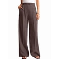 thumbnail image 3 of Women Wide Leg Pants High Waisted Business Casual Work Trousers Dressy Pants with Pockets Mocha Brown XXL, 3 of 10