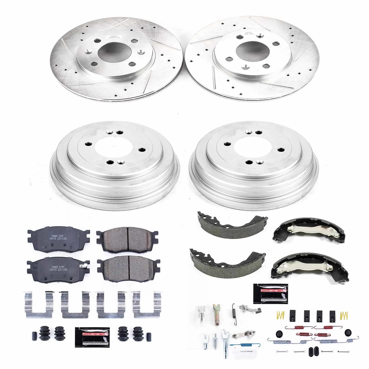 PowerStop Front and Rear Z23 Evolution Sport Brake Pad Rotor Drum and Shoe Kit Fits: HYUNDAI KIA Select Models K15240DK