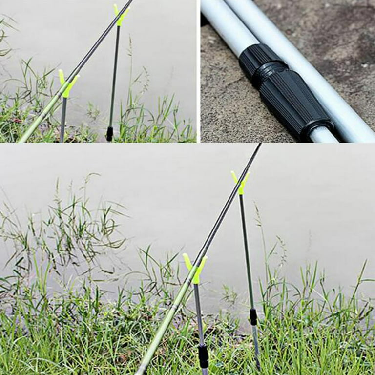 1.04m Telescopic Fishing Holder 2 Sections Length Adjustable Aluminium Fishing Rod Pole Rack V Holder Stand