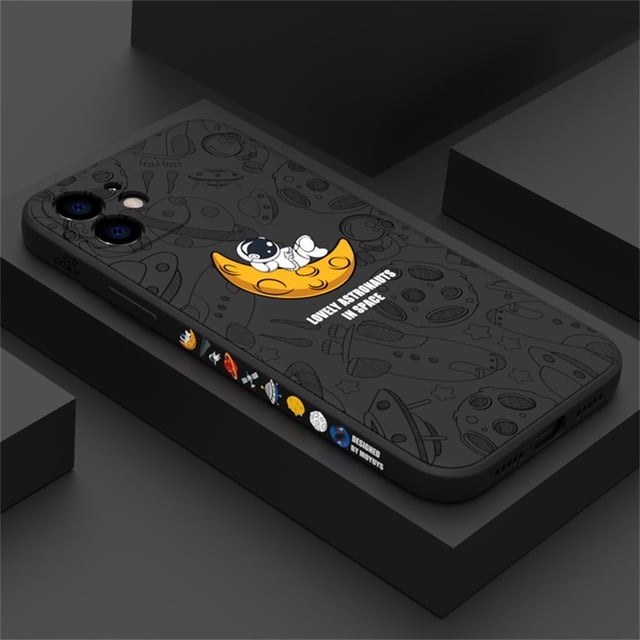Bonita funda de silicona con dibujo de planeta astronauta para iPhone 14 13 12 11 Pro Max 12 Mini XS XR X 8 7 Plus, funda suave a prueba de golpes Tan Jianjun unisex