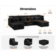 thumbnail image 3 of CHIC HOUSE 168" Oversized Modular Sofa, Extra Deep Cloud Corduroy Sectional Couch with Ottoman Chaise, Fluffy 6 Seat U-Shaped Sofa for Living Room, Villa, Black, 3 of 10