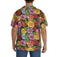 thumbnail image 5 of Vsdgher Daisies Flowers Print Men's Wrinkle Free Untucked Cuban Shirt Business Casual Button Down Shirts Short Sleeve Shirt, 5 of 7