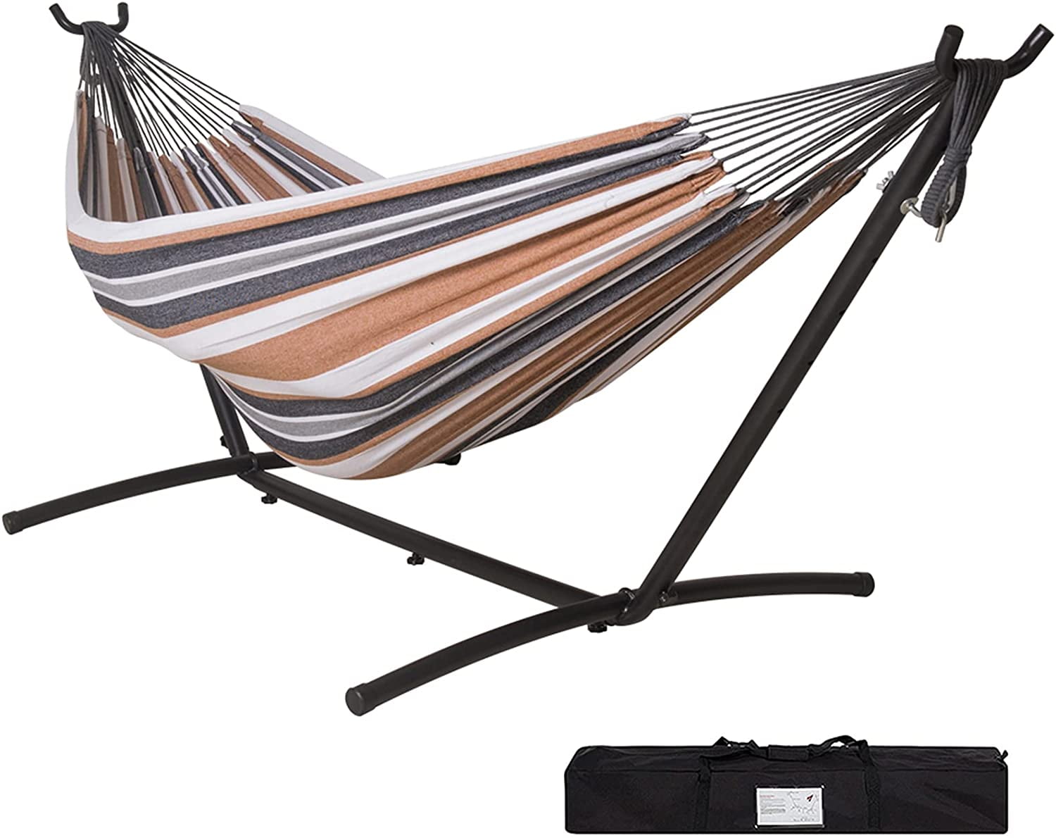 Double Hammock with 9 FT Space Saving Steel Stand, 450lbs Capacity w