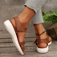 thumbnail image 6 of Under $15 Sandals Women, Xunlbb Women's Fashion Casual Summer New Solid Color Outdoor Wear Beach Wedge Heel Flat Sandals(Brown,Size:36), 6 of 9